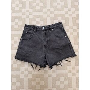 Rollas Mirage Cut Off Jean Shorts Size 28 Black Raw Hem Tagged 27